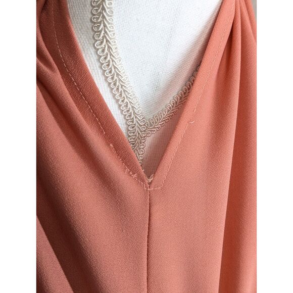 Vintage Draped Wraped Midi Dress Belted Contrasting Peach Maroon Size 12 Grecian - Picture 9 of 9